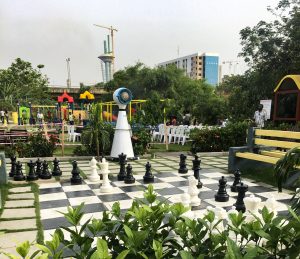 Big chess figurines at central park Abuja